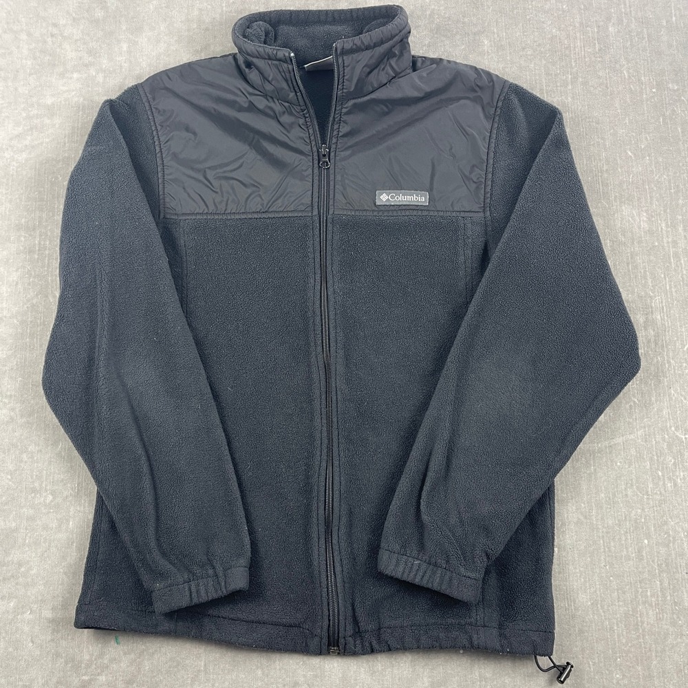 Columbia Mens Medium Black Fleece Jacket Full Zip Hybrid XM3748